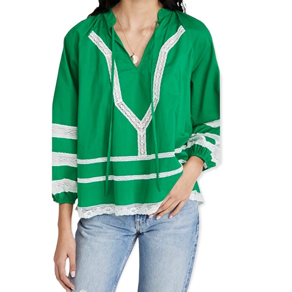 RHODE Tops - Rhode • Vikki Emerald Peasant Top
